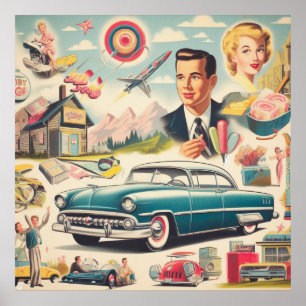 Poster Ilustração Kitsch da década de 1950