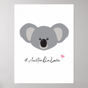 Poster Ilustração Koala #Austrália Amor Branco