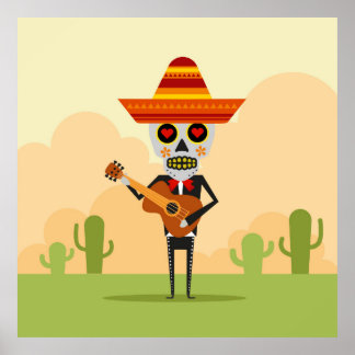 Póster Ilustração Mariachi Mexicana