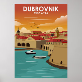 Poster Ilustração Mínima do Viagem Dubrovnik na Croácia