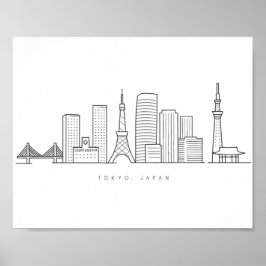 Poster Ilustração Minimalista da Silhueta de Tóquio