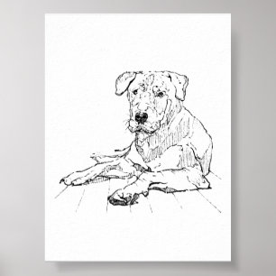 Poster Ilustração Minimalista de Amante de Cães Rottweile