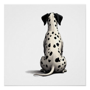 Póster Ilustração Minimalista de Cachorro Dálmata Antigo
