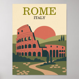 Poster Ilustração Minimalista do Coliseu de Roma Itália