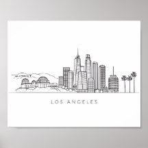 Ilustração Minimalista do Horizonte de Los Angeles