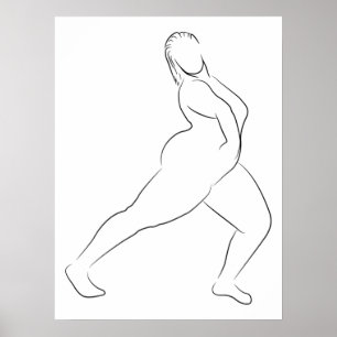 Poster Ilustração Moderna de Corpo de Mulher de Arte de