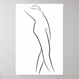 Poster Ilustração Moderna de Corpo de Mulher de Arte de