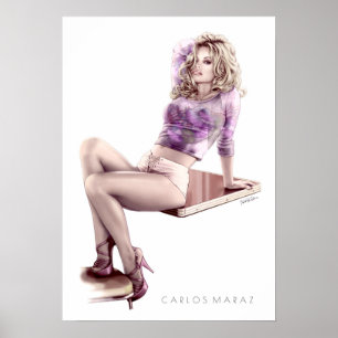 Póster Ilustração Moderna de Menina Pin-Up