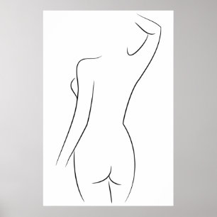 Poster Ilustração Moderna do Corpo da Mulher de Arte de L