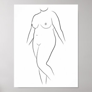 Poster Ilustração Moderna do Corpo da Mulher de Arte de L