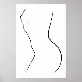 Poster Ilustração Moderna do Corpo da Mulher de Arte de L