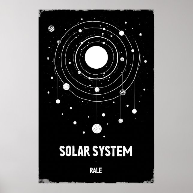 Poster Ilustração Monocromática Abstrata do Solar (Frente)