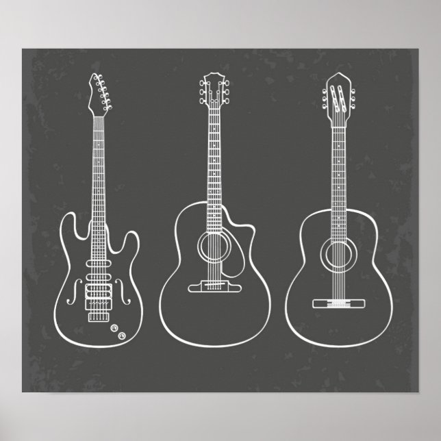 Póster Ilustração musical de trio de guitarra retrô (Frente)