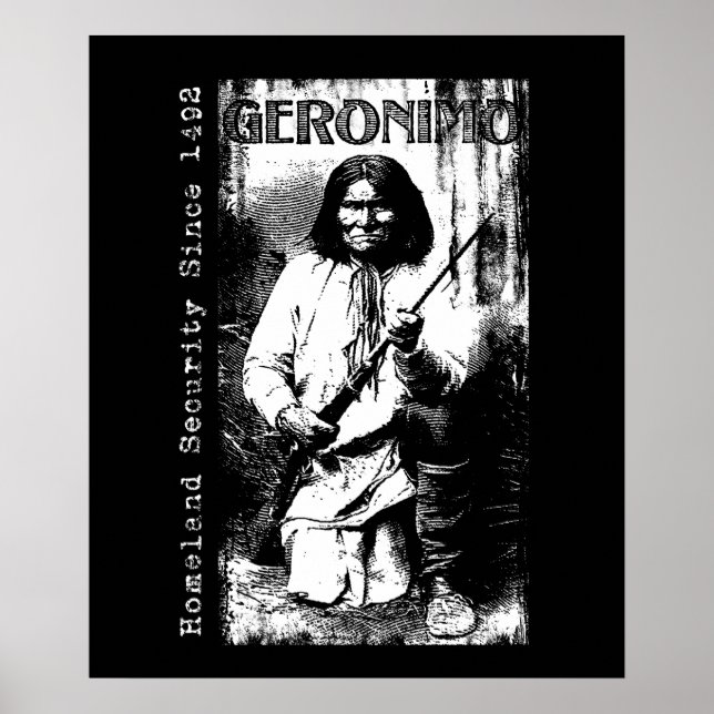 Poster Ilustração Nativa Americana de Arte Geronimo (Frente)