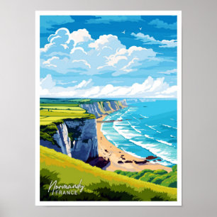 Poster Ilustração Normandy France Art Viagem Vintage