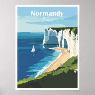 Poster Ilustração Normandy France Trabalho de arte Viagem