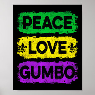 Poster Ilustração Nova Gumbo Paz Amor Vintage