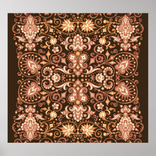 Poster Ilustração Ornamental Vintage Floral