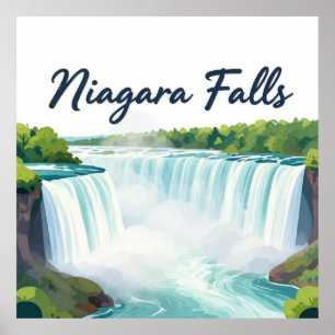 Poster Ilustração Paisagística Pintura das Cataratas do N