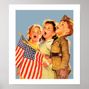 Poster Ilustração patriótica do compartimento do vinta