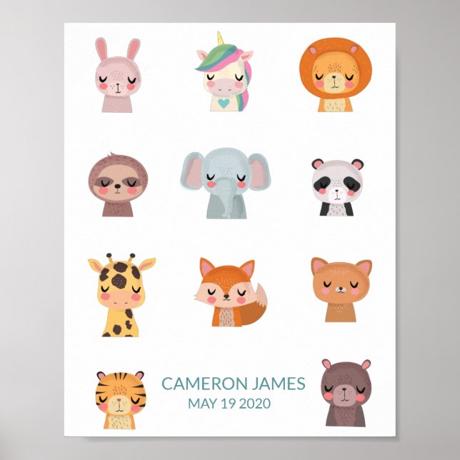 Poster Ilustração Personalizada de Animais Zen Kawaii Fof (Frente)