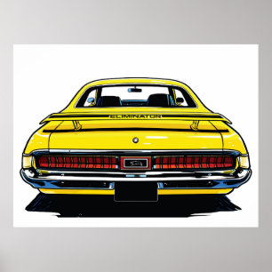 Poster Ilustração Pop Art de Traseira de Carro Musculoso 