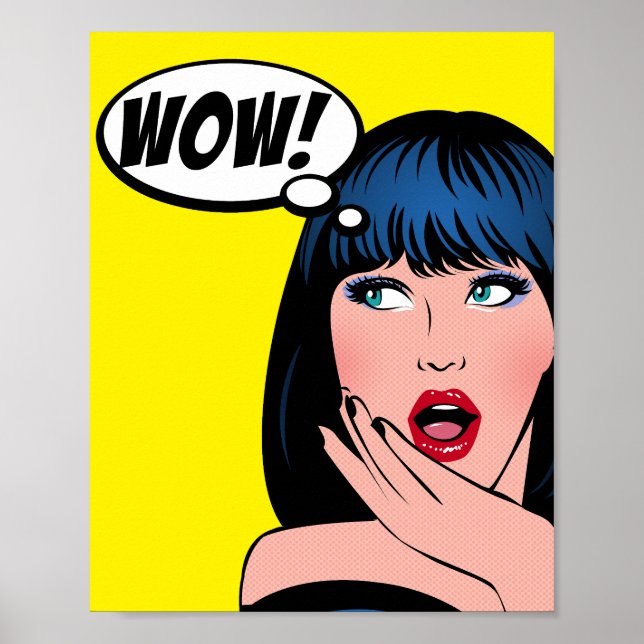 Poster Ilustração Pop Art no estilo de Roy Lichtenstein (Frente)