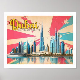 Poster Ilustração Pop de Viagem de Arte de Dubai nos Emir