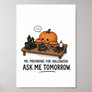 Poster Ilustração Preguiçosa de Preparação de Halloween d
