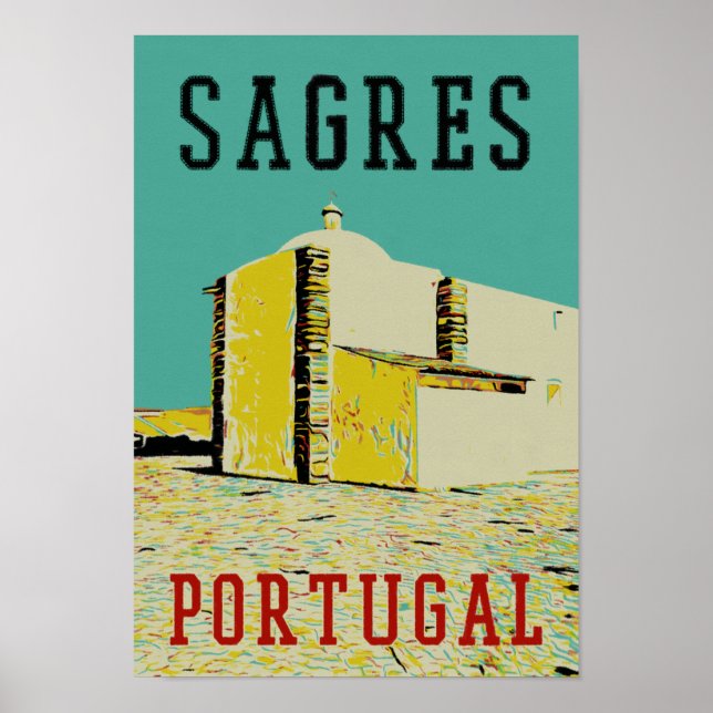 Poster Ilustração promonográfica Sagres Algarve Portugal (Frente)