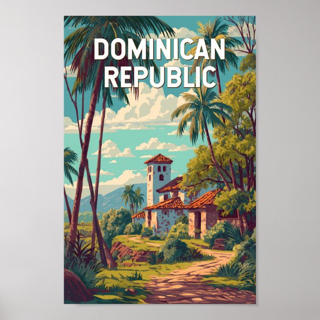Poster Ilustração República Dominicana Arte de Viagem Vin (Frente)