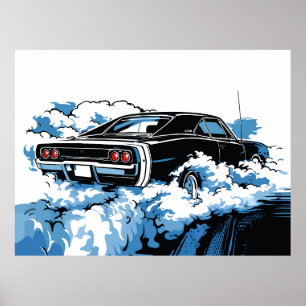 Poster Ilustração Retro em Pop Art da Parte Traseira de u