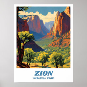 Poster Ilustração retrô estética do Zion National Park