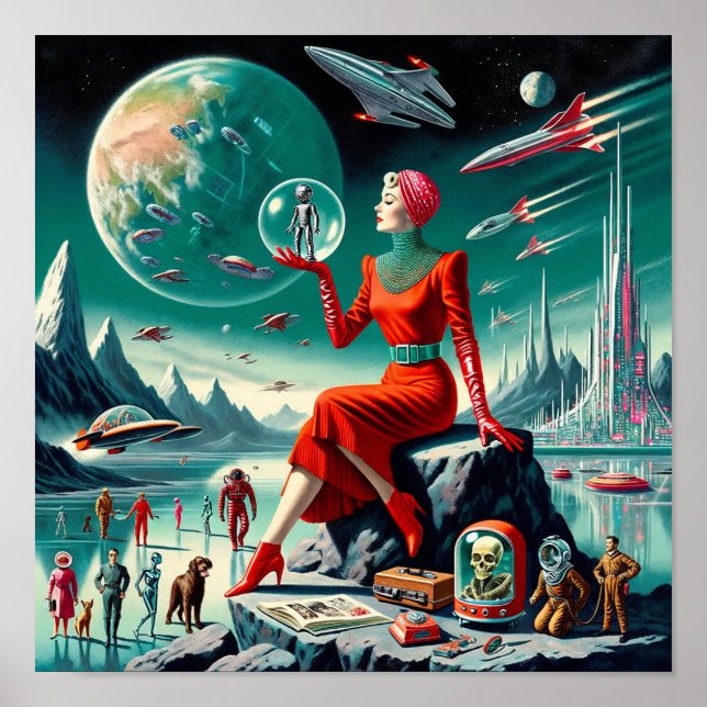Poster Ilustração Retro Futurista (Frente)