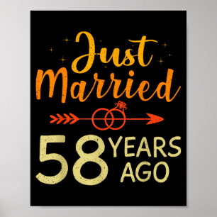 Poster Ilustração Romântica Casados 58 Anos Atrás
