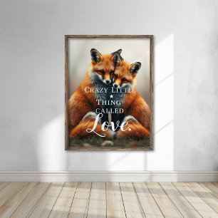 Poster Ilustração Romântica de Amor com Raposa