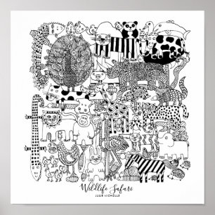 Poster Ilustração Safari de Vida Selvagem