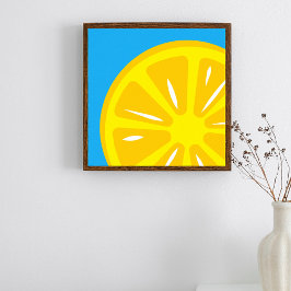 Poster Ilustração Simples de Fruta Azul-Amarelo-Limão