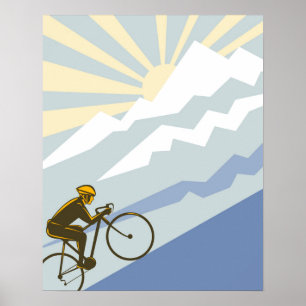 Póster Ilustração subida do ciclista