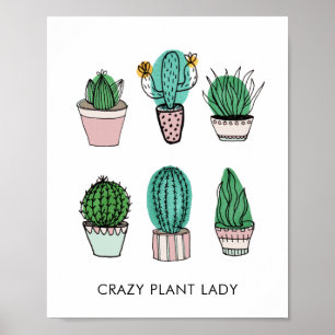 Poster Ilustração succulente cactos personalizada