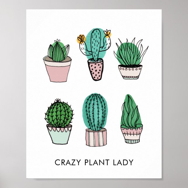 Poster Ilustração succulente cactos personalizada (Frente)