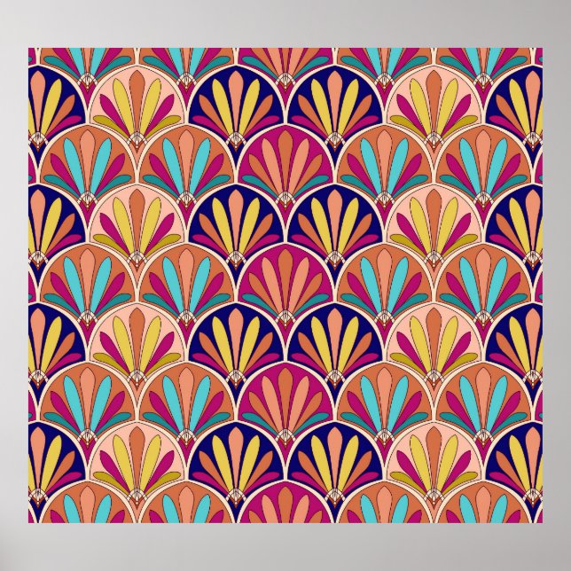 Poster Ilustração Têxtil Tradicional Indiana (Frente)