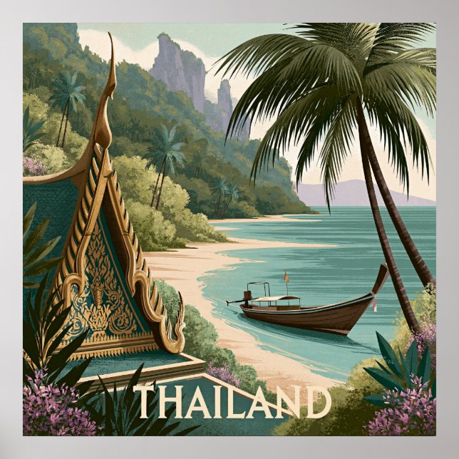 Poster Ilustração Tropical da Tailândia (Frente)