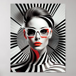 Poster Ilustração Única De Arte Feminino Preta E Branca