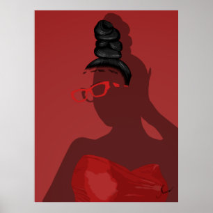 Poster Ilustração Vermelha sofisticada de Arte Holandesa
