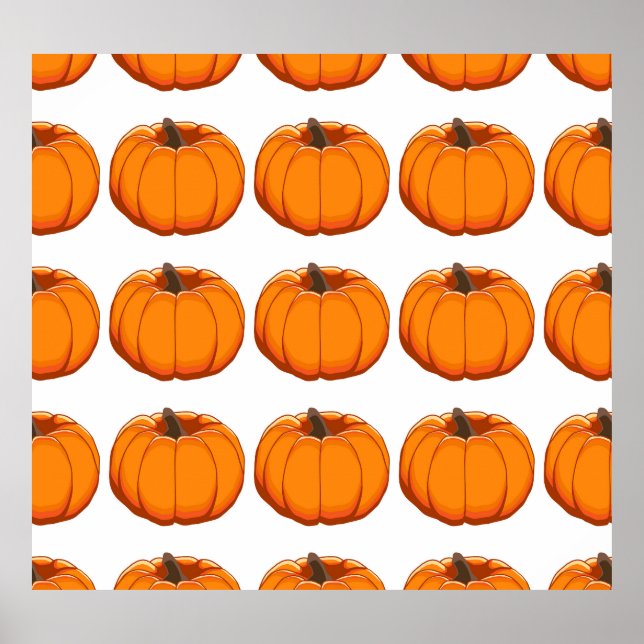 Poster Ilustração vibrante do padrão de abóbora amarela. (Frente)