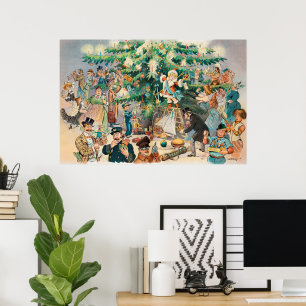 Poster Ilustração Vintage Árvore de Natal do Puck, 1902