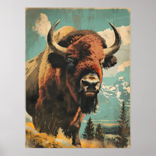 Poster Ilustração Vintage Bison