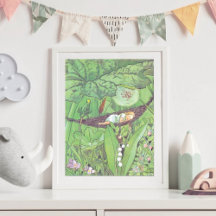 Ilustração Vintage da Polegarzinha por Elsa Beskow