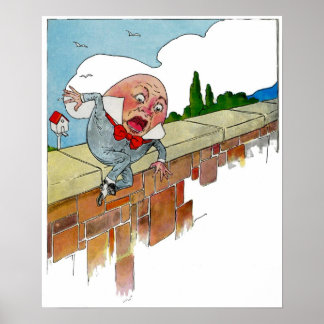 Póster Ilustração Vintage da Rima Infantil Humpty Dumpty
